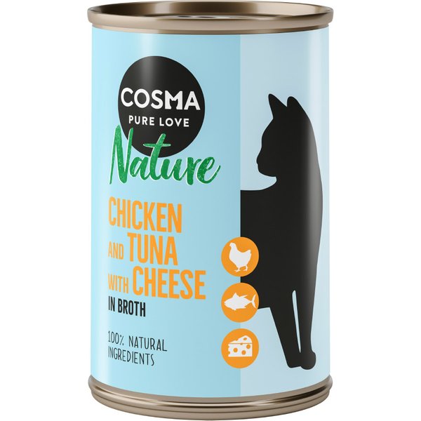 Cosma Nature 6 x 140 g - Frango e atum com queijo
