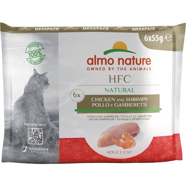 6x55g Kip/Garnaal Almo Nature Classic Kattenvoer