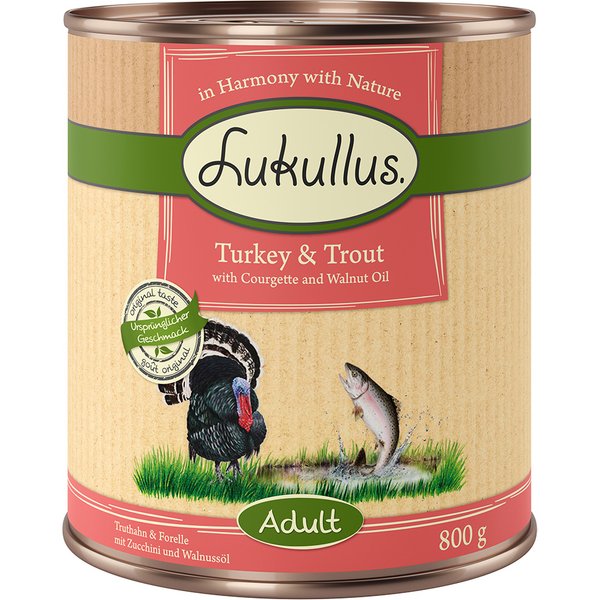 Lukullus Adult sem cereais 6 x 800 g - Peru e truta