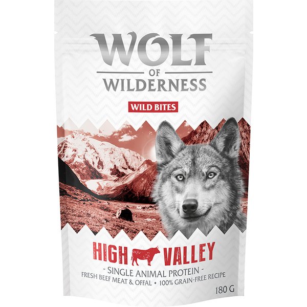 3x180g Wild Bites High Valley Rund Wolf of Wilderness Hondensnacks