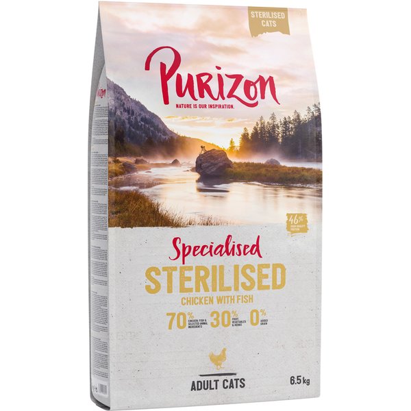 Purizon Adult Sterilised frango e peixe, sem cereais - Pack económico: 2 x 6,5 kg