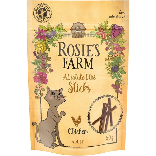 Rosie's Farm Sticks barritas com frango para gatos - 3 x 50 g