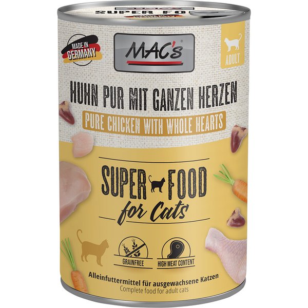 MAC's Cat 12 x 400 g - Pack Ahorro - Puro pollo con corazones de pollo enteros