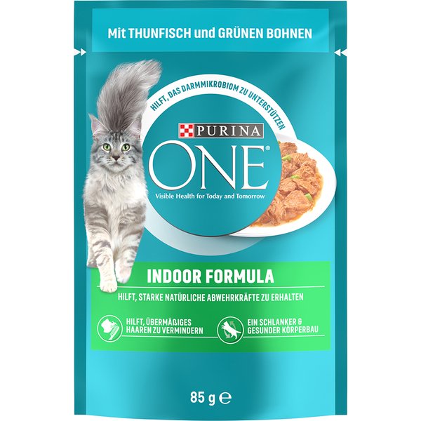 PURINA ONE Indoor Formula para gatos de interior - Atum e feijão verde (13 x 85 g)