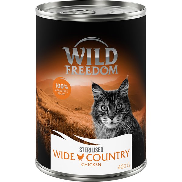 Wild Freedom Adult Sterilised 6 x 400 g - receta sin cereales - Wide Country Sterilised - Pollo puro