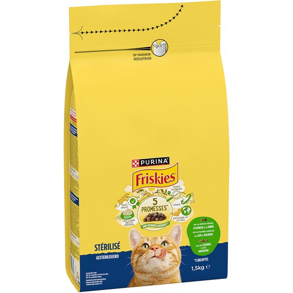 1,5kg PURINA Friskies Gesteriliseerde kat met lam, kip en groenten
