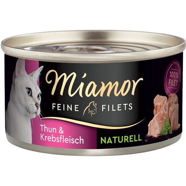Miamor Feine Filets Naturelle 6 x 80 g comida húmida para gatos - Atum e caranguejo