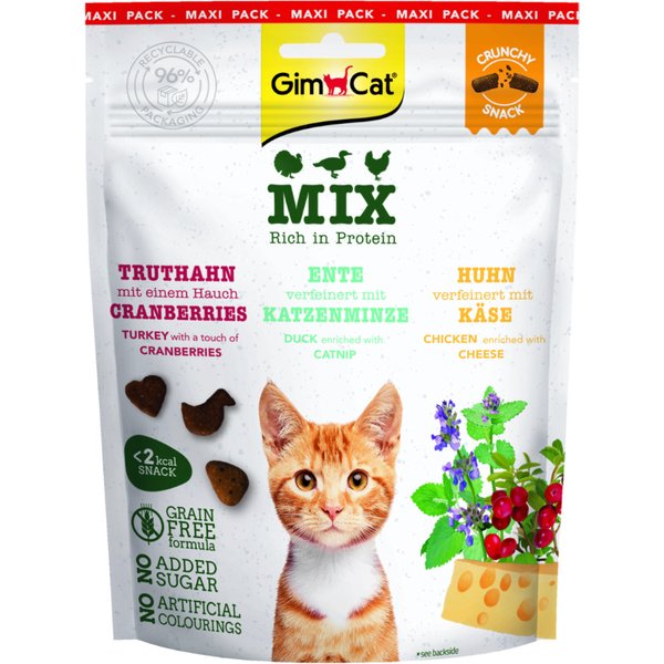 GimCat Crunchy Snacks para gatos - Pack económico - misto: peru, pato e frango (2 x 140 g)