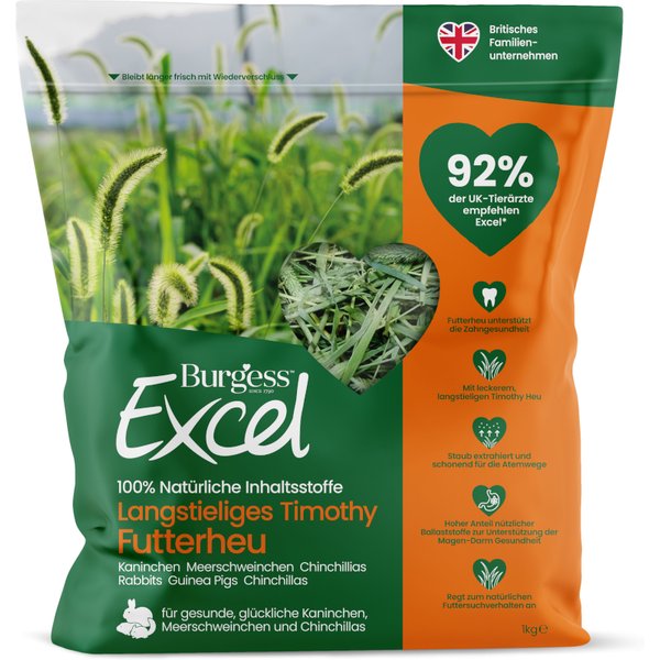 Burgess Excel Lang Voerhooi voor Konijnen - Voordeelpakket: 3 x 1 kg