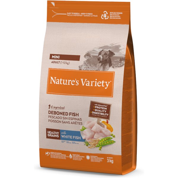 Nature's Variety Healthy Grains Adult Mini pescado blanco - 3 kg