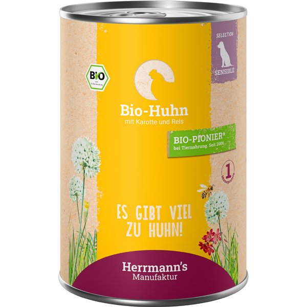Herrmann's Selection Sensible 12 x 400 g - Bio kip met bio wortel & bio rijst