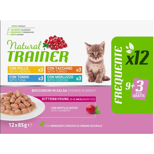 Natural Trainer Kitten & Young natvoer voor kittens - 24 x 85 g Mixpakket (4 Soorten)