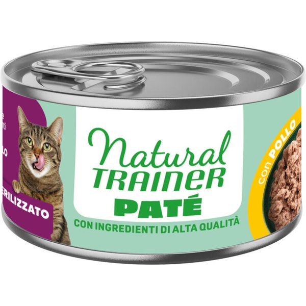 18x 85g Natural Trainer Sterilised Kip Kattenvoer nat
