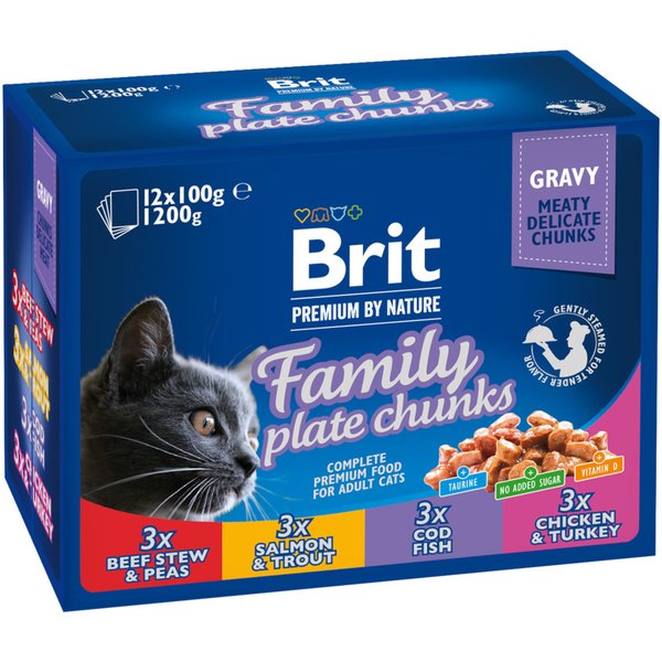 24x100g Family Plate Brit Premium Cat natvoer voor katten