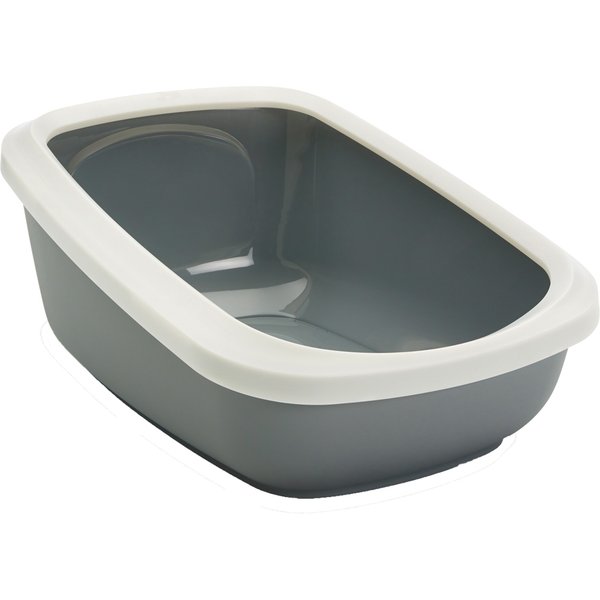 Savic Aseo Jumbo - Caixa de areia para gatos com rebordo alto - Cinzento claro / branco