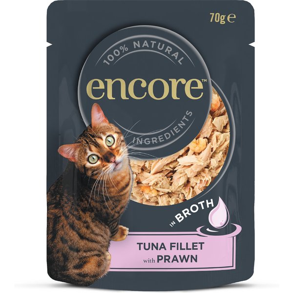 Encore Cat Pouch em saquetas 16 x 70 g comida húmida para gatos - Atum e camarão