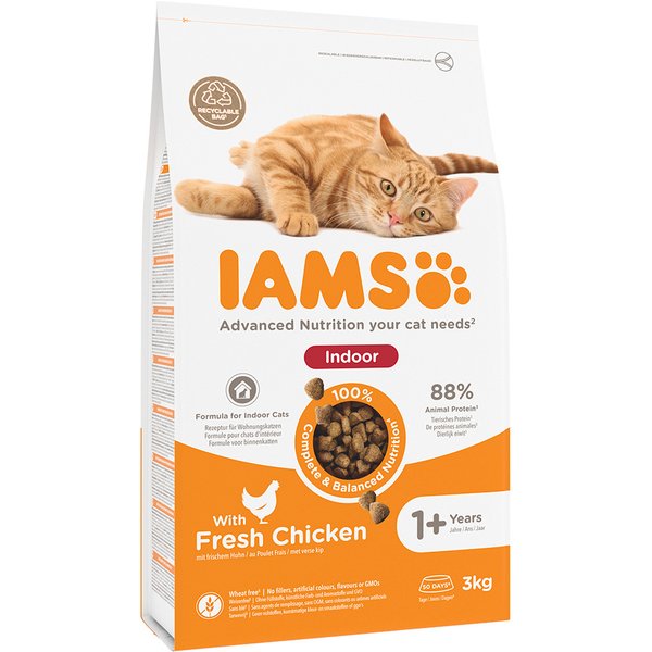 3kg Cat Adult Indoor Kip IAMS Kattenvoer