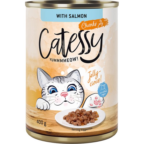 12x400g Hapjes met Zalm in Gelei Catessy Kattenvoer