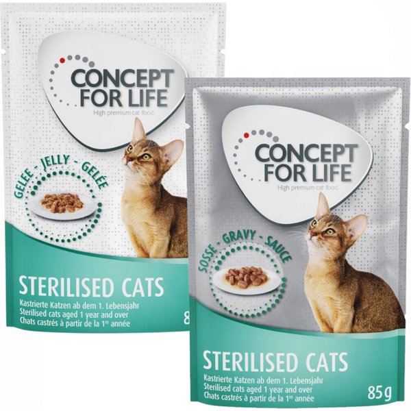 Concept for Life 24 x 85 g em molho e em gelatina - Pack económico misto - Sterilised Cats