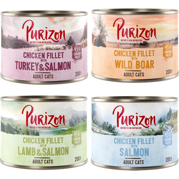 24x200g Adult Mixpakket Purizon Kattenvoer