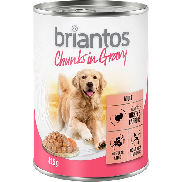 Voordeelpakket Briantos Chunks in Gravy 24 x 415 g - Kalkoen en Wortel