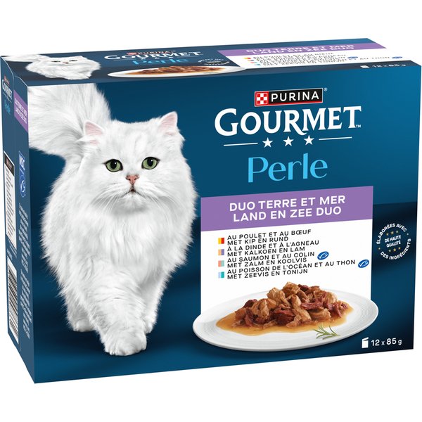 12x85g Duo van land en zee Gemengde Selectie Gourmet Perle Kattenvoer