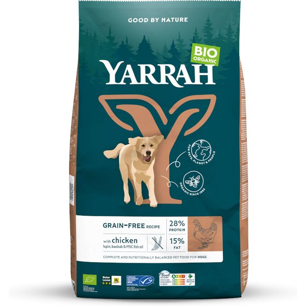 Yarrah Bio sin cereales con pollo ecológico - 2 x 10 kg - Pack Ahorro
