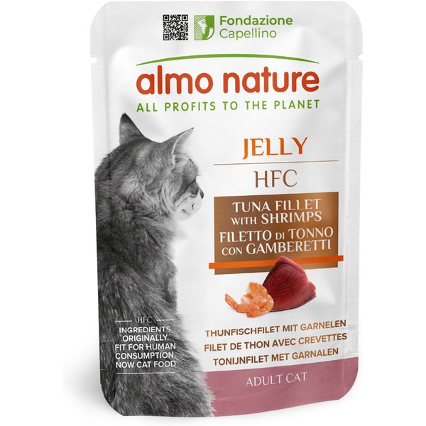 Almo Nature HFC Jelly Saquetas 6 x 55 g - Filete de atum com camarão