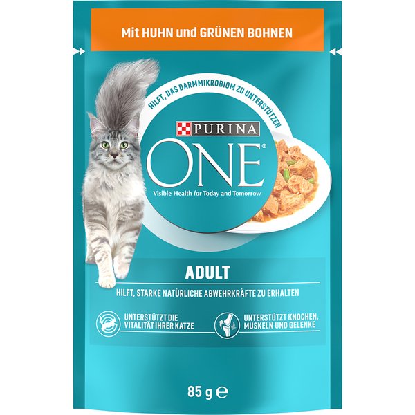 PURINA ONE Adult - Con pollo y judías verdes (52 x 85 g) - Pack Ahorro