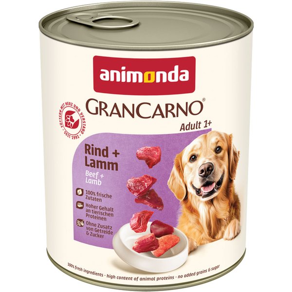 6x800g Original Adult Rund & Lam animonda GranCarno Hondenvoer