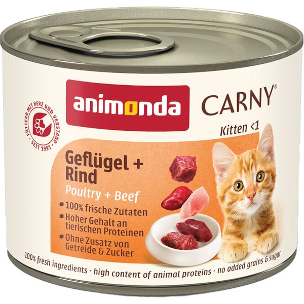12x200g Kitten Gevogelte en Rund animonda Carny Kattenvoer