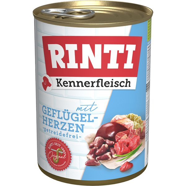 12x400g Rinti "Kennerfleisch" Gevogeltehart Hondenvoer