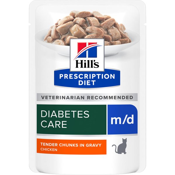 12x 85g Hill's Prescription Diet m/d met kip nat kattenvoer