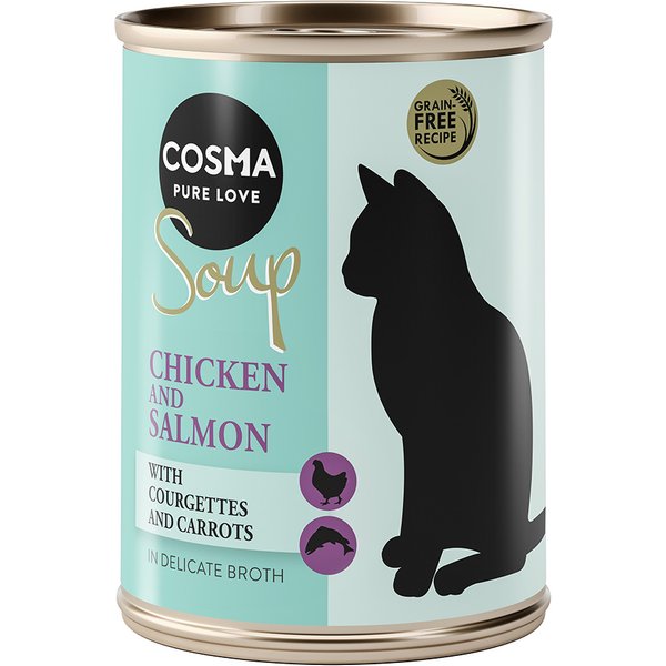 Cosma Soup 6 x 100 g - Peito de frango e salmão com curgete e cenoura