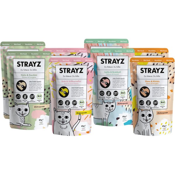 STRAYZ BIO Cat 8 x 85 g - Pack de prueba ecológico