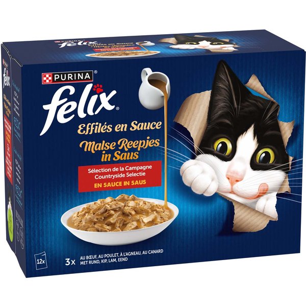 48x 85g Felix "Gravy Lover - As Good As It Looks" Zakjes Smaakvariatie van het Platteland Kattenvoer Nat
