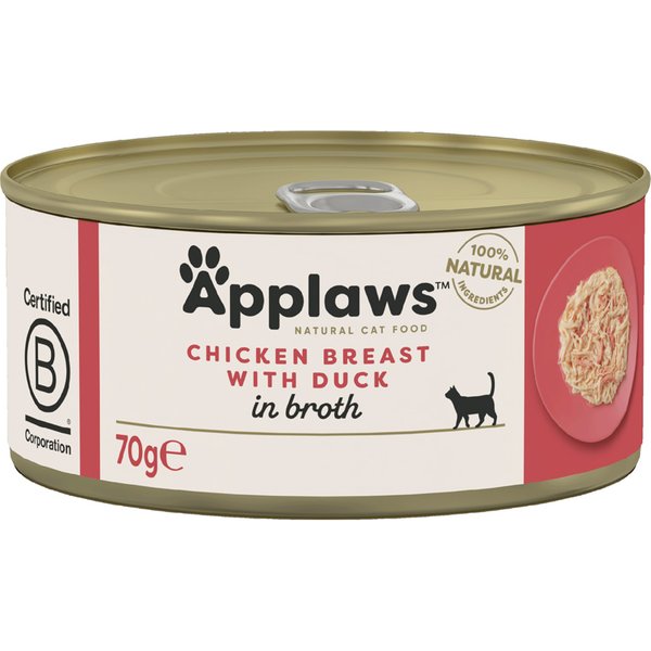24x70g Kip met Eend Applaws Kattenvoer