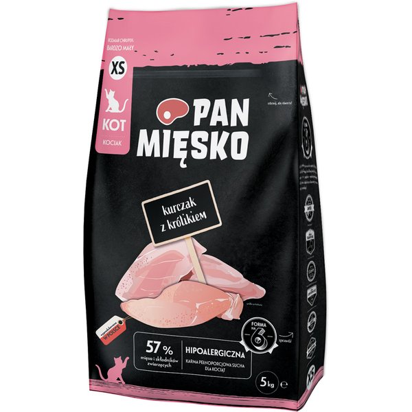 Dubbelpak: 2x5kg Pan Mięsko Kitten Kip met konijn XS droogvoer voor katten