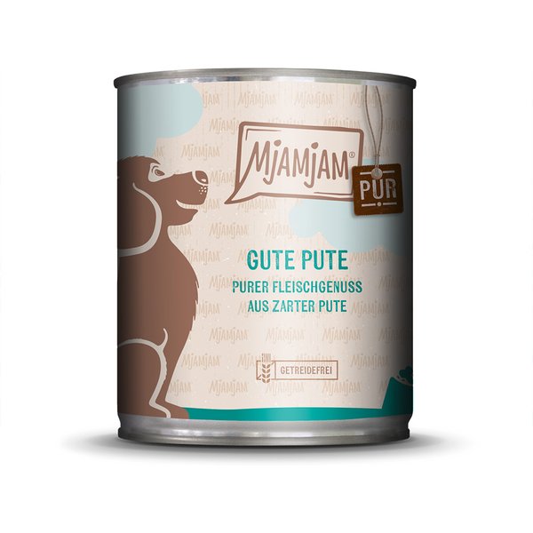 6x 800g MjAMjAM puur vlees geniet van goed puur kalkoen nat hondenvoer
