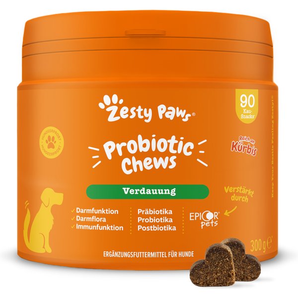 Zesty Paws Probiotic Chews com abóbora - Pack económico: 2 x 90 pastilhas