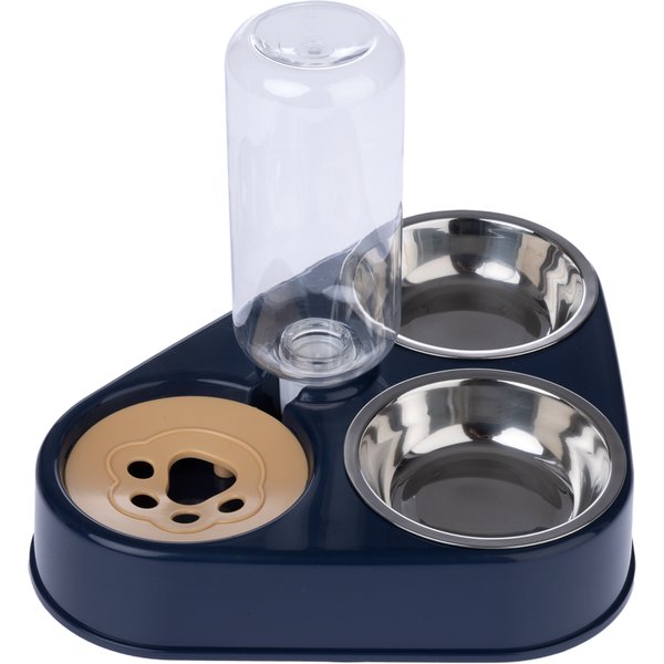 TIAKI drievoudige voerbak met waterdispenser 2x200ml kat hond