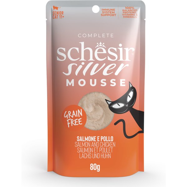 Schesir Silver Mousse 12 x 80 g - Salmón y pollo