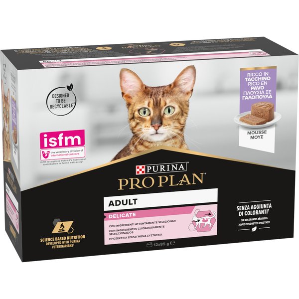 PURINA PRO PLAN Delicate em latas para gatos - Pacote económico: Mousse de peru (24 x 85 g)