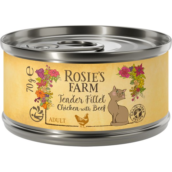 Rosie's Farm Tender Filet 12 x 70 g comida húmida para gatos - Frango com vaca