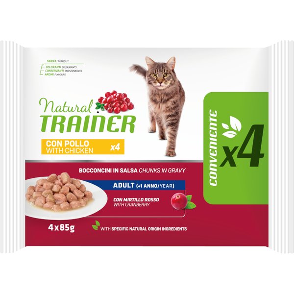 Natural Trainer Adult Natvoer voor Katten - Voordeelpakket: 60 x 85 g Kip