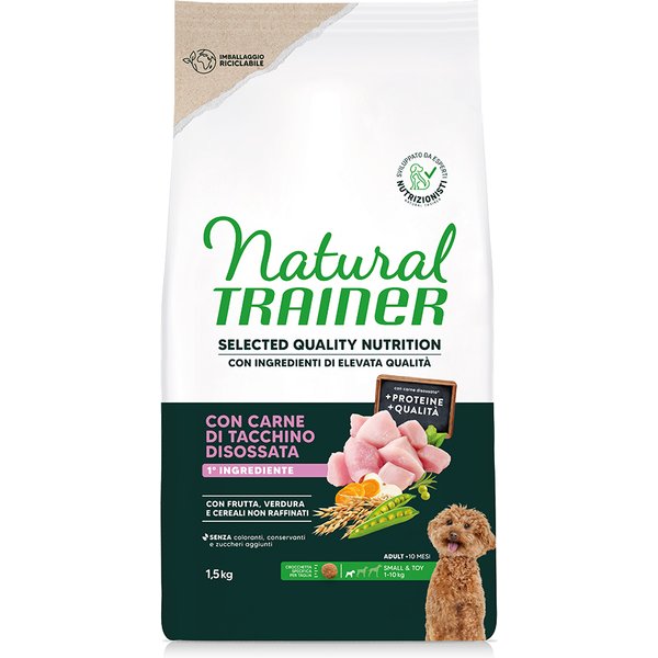 Natural Trainer Selected Quality Nutrition Adult Small & Toy pavo - 2 x 1,5 kg - Pack Ahorro
