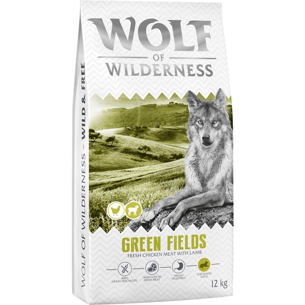 Wolf of Wilderness Senior Green Fields com cordeiro - sem cereais - 12 kg: nova receita