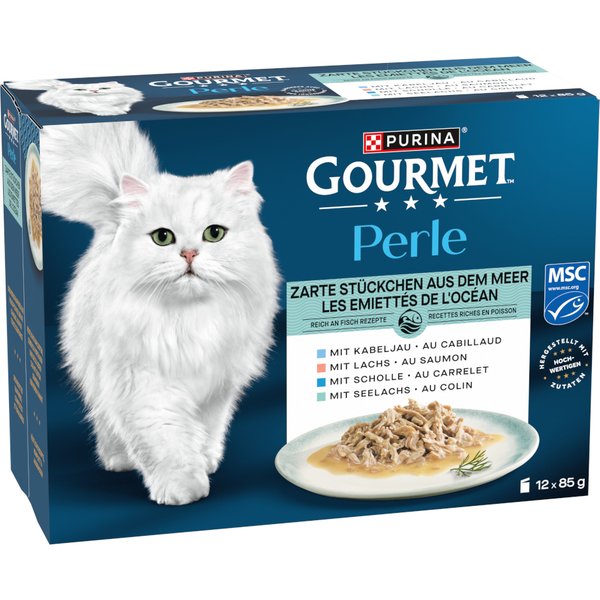 Purina Gourmet Perle em saquetas 24 x 85 g - Pack económico - Pedaços tenros do mar em molho (4 variedades)