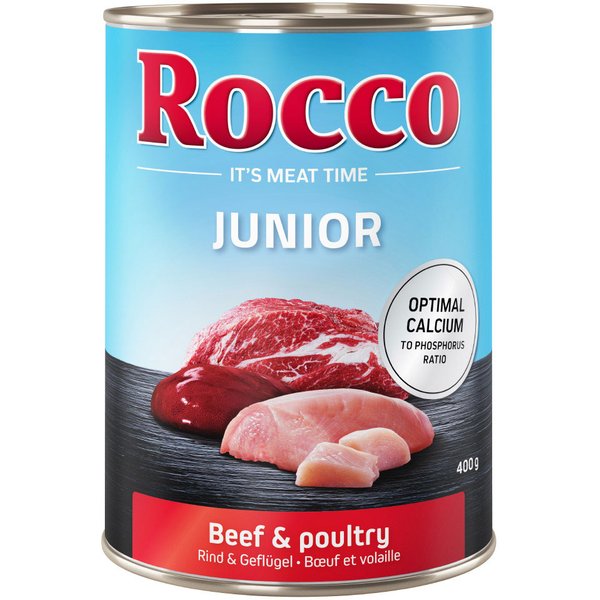 6x400g Junior Rund + Calcium Rocco Hondenvoer