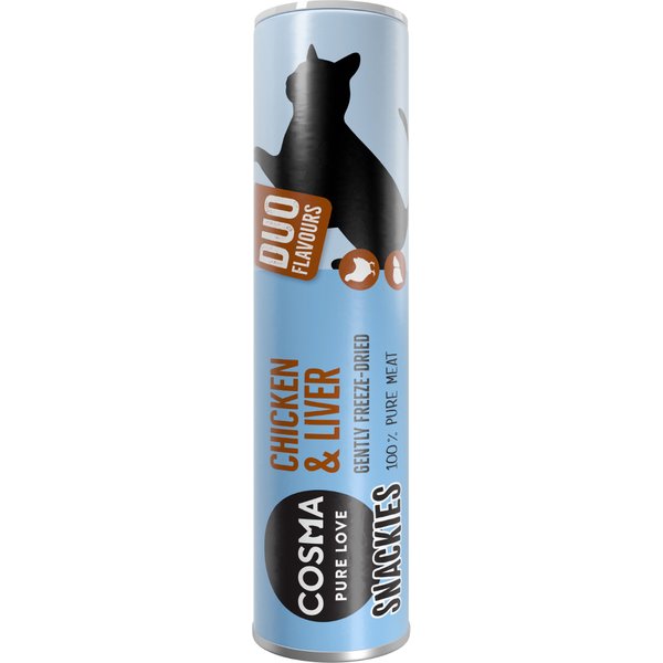 Cosma Snackies DUO snacks liofilizados para gatos - Pack económico - 5 x Peito de frango e fígado de frango (140 g)
